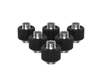 PrimoChill SecureFit SX - Premium Compression Fitting For 3/8in ID x 1/2in OD Flexible Tubing 6 Pack (F-SFSX12-6) - Available in 20+ Colors, Custom Watercooling Loop Ready - PrimoChill - KEEPING IT COOL Satin Black