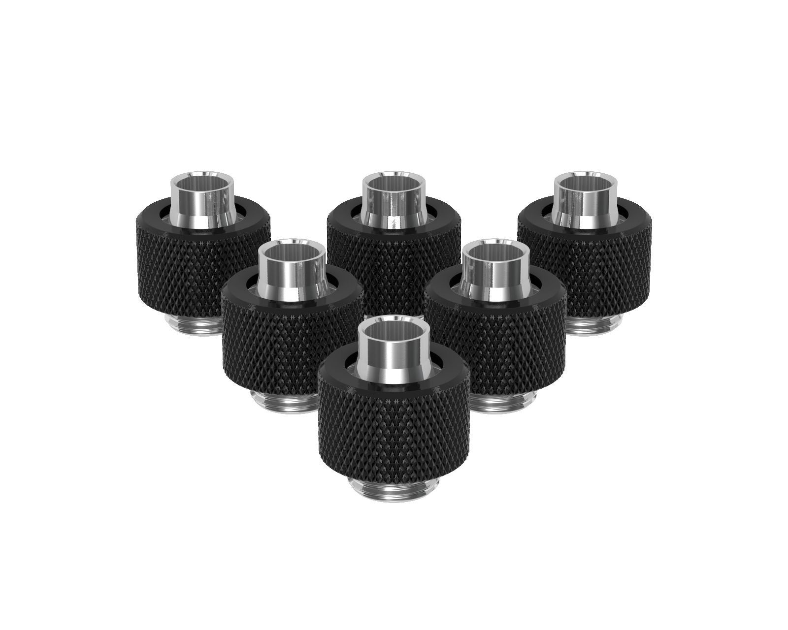 PrimoChill SecureFit SX - Premium Compression Fitting For 3/8in ID x 1/2in OD Flexible Tubing 6 Pack (F-SFSX12-6) - Available in 20+ Colors, Custom Watercooling Loop Ready - Satin Black