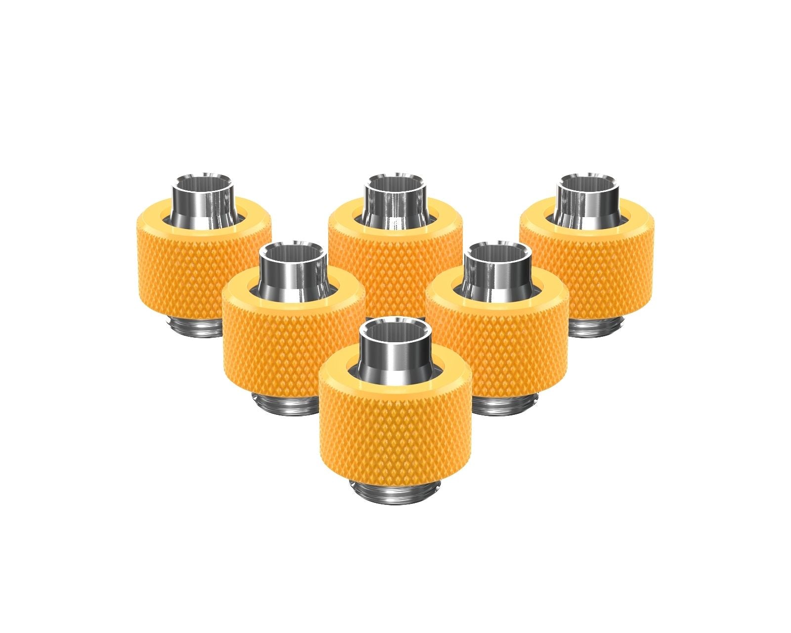 PrimoChill SecureFit SX - Premium Compression Fitting For 3/8in ID x 1/2in OD Flexible Tubing 6 Pack (F-SFSX12-6) - Available in 20+ Colors, Custom Watercooling Loop Ready - Yellow