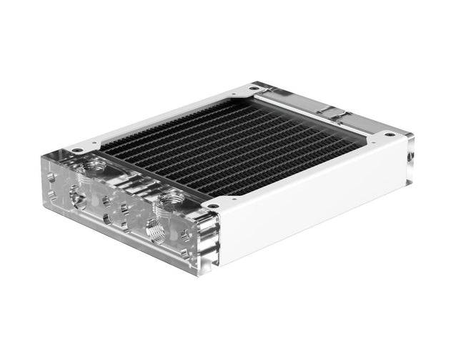 PrimoChill 120SL (30mm) EXIMO Modular Radiator, Clear Acrylic, 1x120mm, Single Fan (R-SL-A12) Available in 20+ Colors, Assembled in USA and Custom Watercooling Loop Ready - Sky White