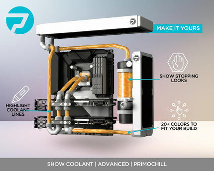 PrimoChill Vue - Computer WaterCooling Coolant, Visual Flow, Solid/Non-Transparent, Full Protection, PrimoPrep Included, Proudly Made in the USA (32oz/.9L) - Sun Orange
