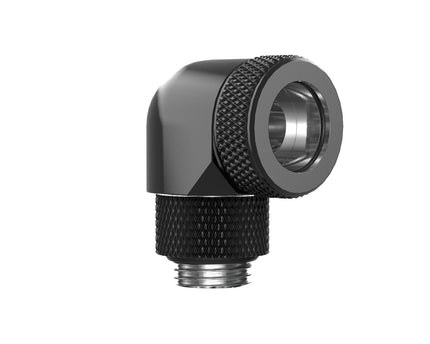PrimoChill InterConnect SX Premium G1/4 to 90 Degree Adapter Fitting for 14MM Rigid Tubing (FA-G9014) - Satin Black