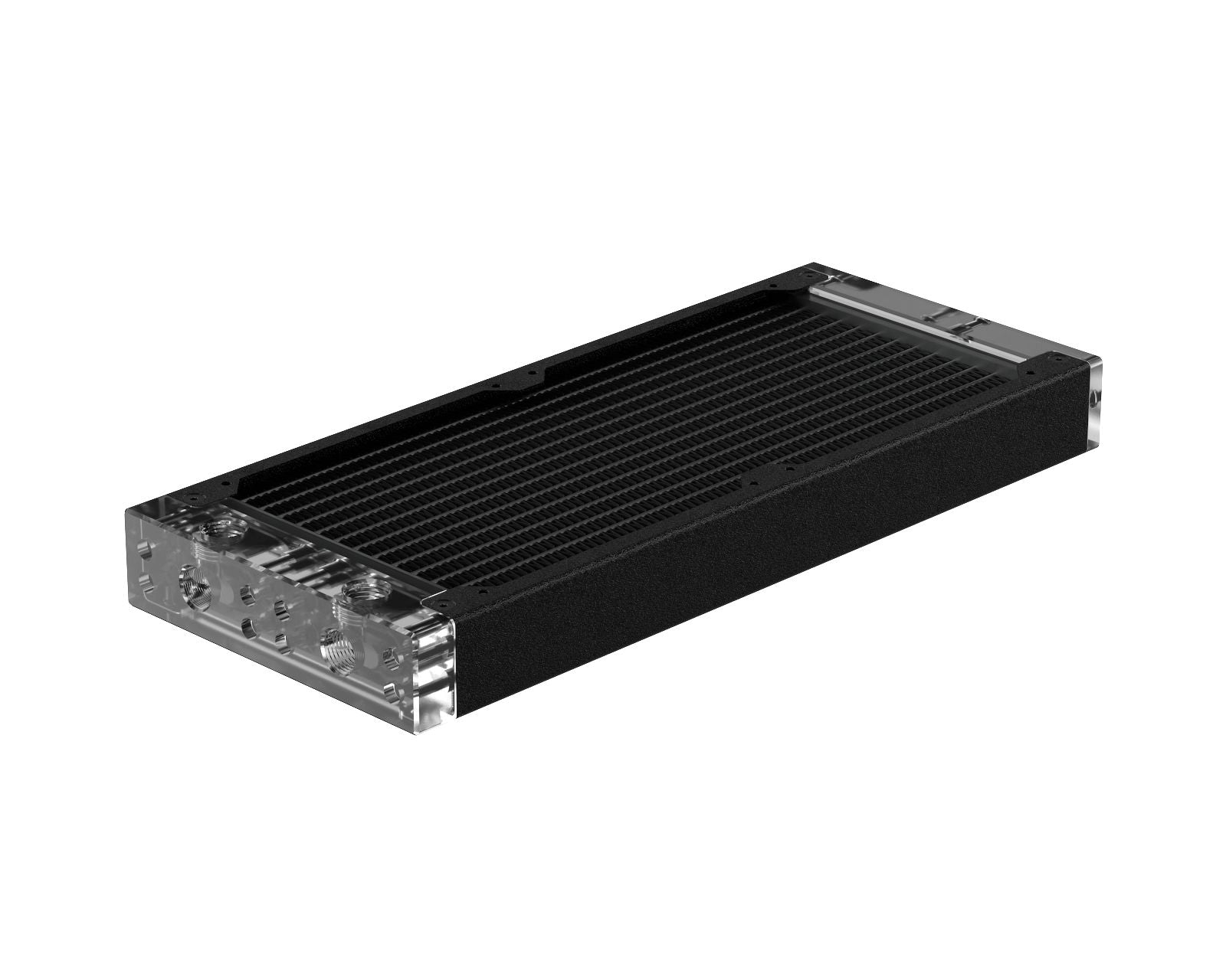 PrimoChill 240SL (30mm) EXIMO Modular Radiator, Clear Acrylic, 2x120mm, Dual Fan (R-SL-A24) Available in 20+ Colors, Assembled in USA and Custom Watercooling Loop Ready - TX Matte Black