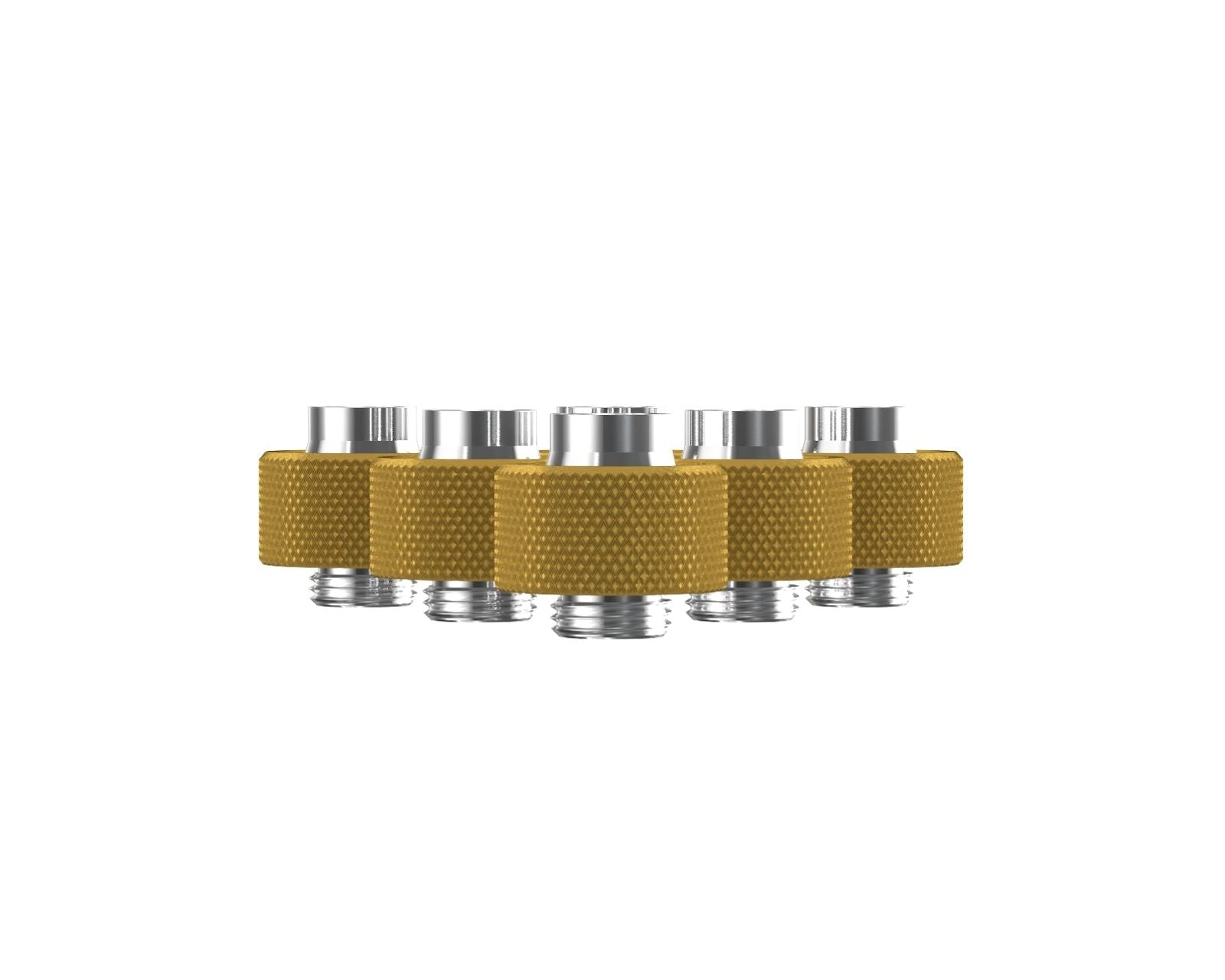 PrimoChill SecureFit SX - Premium Compression Fittings 6 Pack - For 1/2in ID x 3/4in OD Flexible Tubing (F-SFSX34-6) - Available in 20+ Colors, Custom Watercooling Loop Ready - Gold