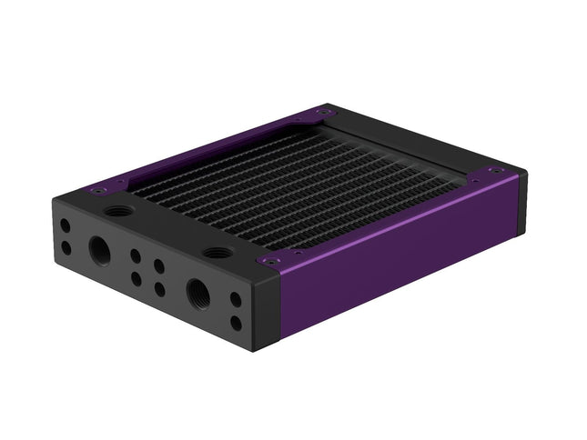PrimoChill 120SL (30mm) EXIMO Modular Radiator, Black POM, 1x120mm, Single Fan (R-SL-BK12) Available in 20+ Colors, Assembled in USA and Custom Watercooling Loop Ready - Candy Purple