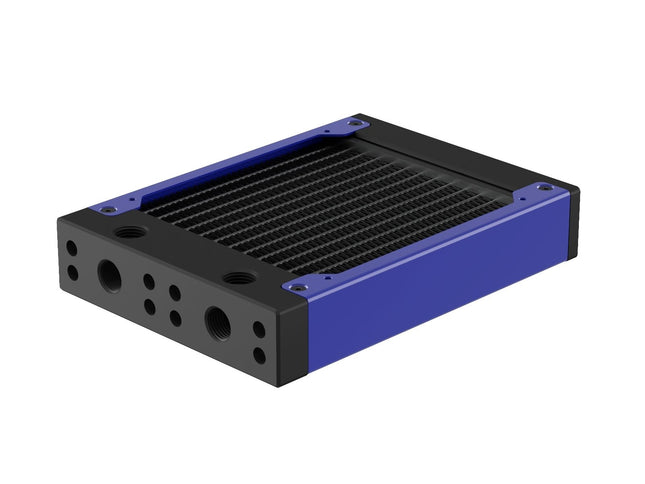 PrimoChill 120SL (30mm) EXIMO Modular Radiator, Black POM, 1x120mm, Single Fan (R-SL-BK12) Available in 20+ Colors, Assembled in USA and Custom Watercooling Loop Ready - True Blue