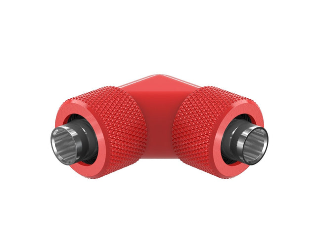 PrimoChill SecureFit SX - Premium 90 Degree Compression Fitting Set For 3/8in ID x 1/2in OD Flexible Tubing (F-SFSX1290) - Available in 20+ Colors, Custom Watercooling Loop Ready - Razor Red