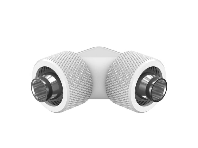 PrimoChill SecureFit SX - Premium 90 Degree Compression Fitting Set For 7/16in ID x 5/8in OD Flexible Tubing (F-SFSX75890) - Available in 20+ Colors, Custom Watercooling Loop Ready - Sky White