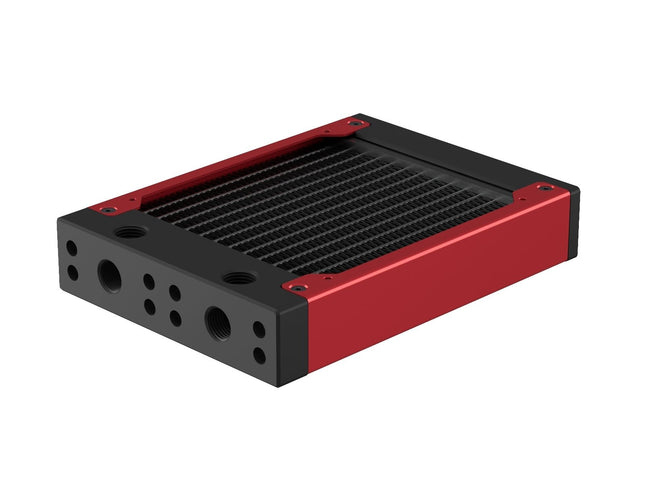 PrimoChill 120SL (30mm) EXIMO Modular Radiator, Black POM, 1x120mm, Single Fan (R-SL-BK12) Available in 20+ Colors, Assembled in USA and Custom Watercooling Loop Ready - Candy Red