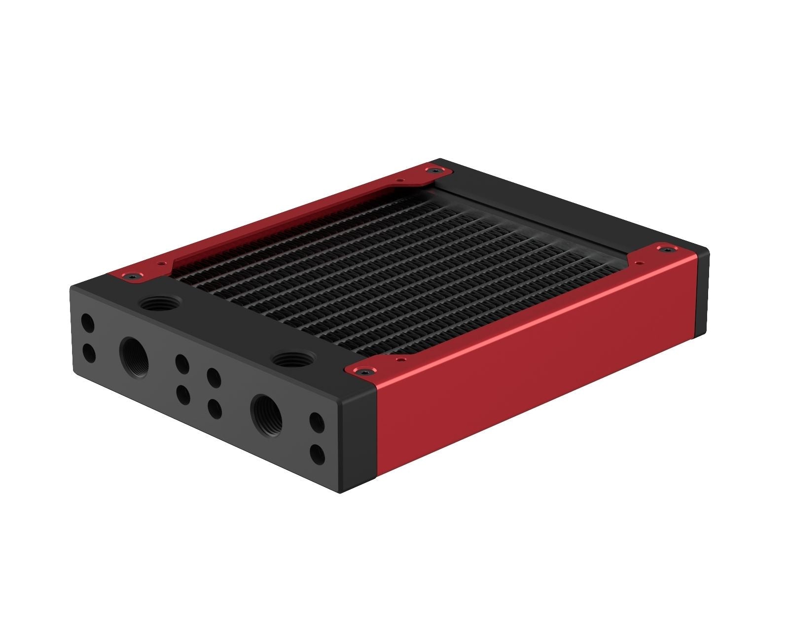 PrimoChill 120SL (30mm) EXIMO Modular Radiator, Black POM, 1x120mm, Single Fan (R-SL-BK12) Available in 20+ Colors, Assembled in USA and Custom Watercooling Loop Ready - Candy Red