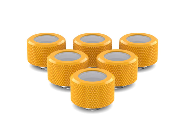 PrimoChill 16mm OD Rigid SX Fitting - 6 Pack - Yellow
