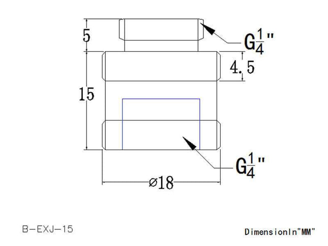 Bykski G 1/4in. Male/Female Extension Coupler - 15mm (B-EXJ-15) - Black