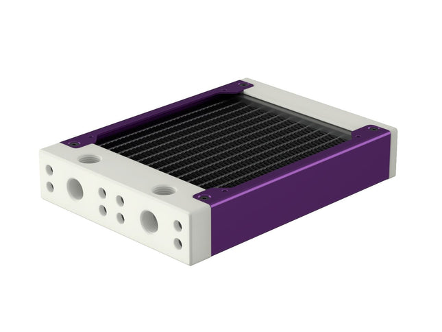 PrimoChill 120SL (30mm) EXIMO Modular Radiator, White POM, 1x120mm, Single Fan (R-SL-W12) Available in 20+ Colors, Assembled in USA and Custom Watercooling Loop Ready - Candy Purple