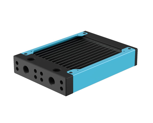 PrimoChill 120SL (30mm) EXIMO Modular Radiator, Black POM, 1x120mm, Single Fan (R-SL-BK12) Available in 20+ Colors, Assembled in USA and Custom Watercooling Loop Ready - PrimoChill - KEEPING IT COOL Sky Blue