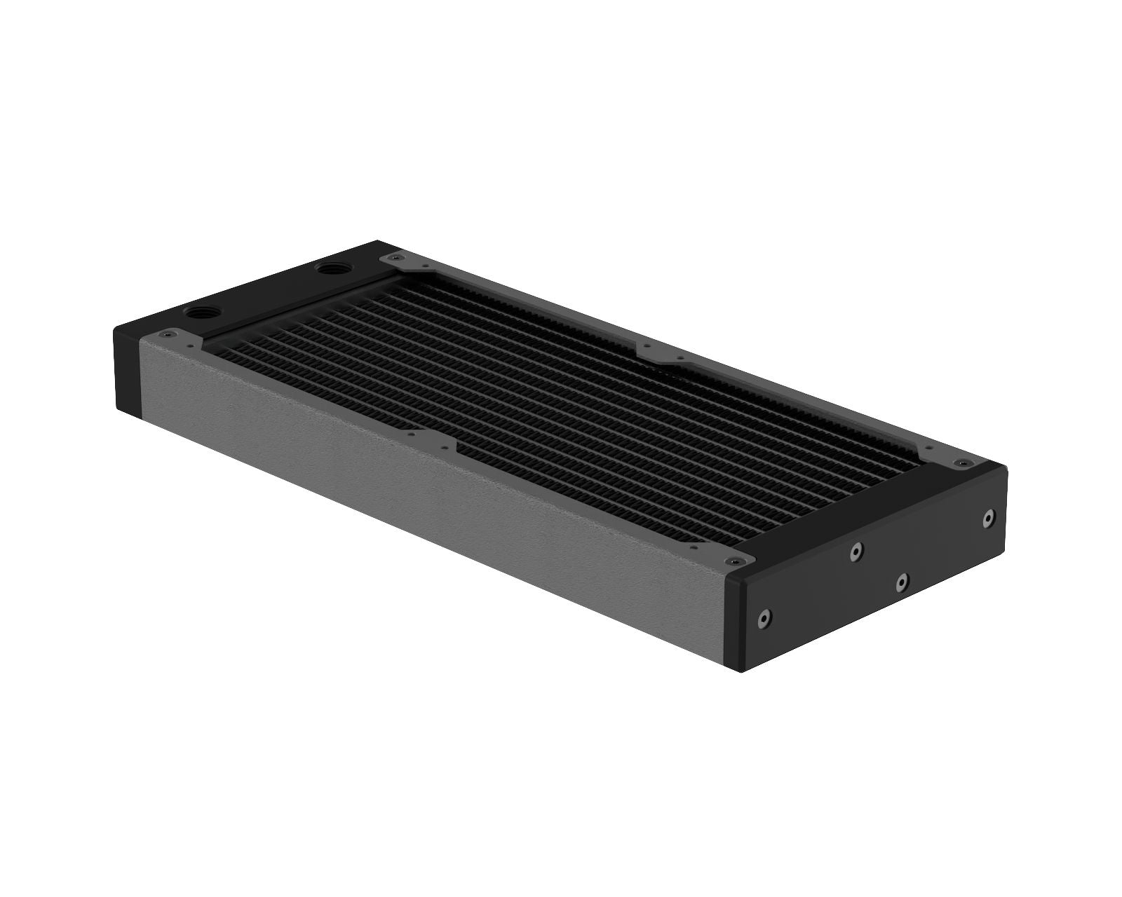 PrimoChill 240SL (30mm) EXIMO Modular Radiator, Black POM, 2x120mm, Dual Fan (R-SL-BK24) Available in 20+ Colors, Assembled in USA and Custom Watercooling Loop Ready - TX Matte Gun Metal
