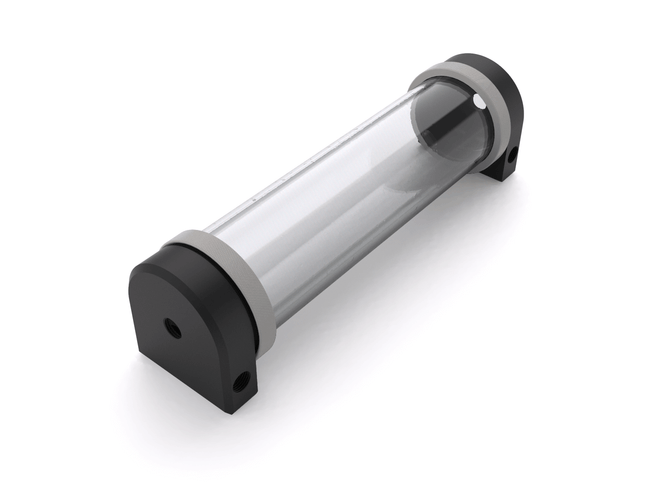 PrimoChill CTR Hard Mount Phase II Reservoir - Black POM - 240mm - PrimoChill - KEEPING IT COOL TX Matte Silver