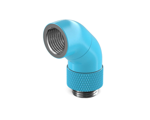 BSTOCK:PrimoChill Male to Female G 1/4in. 90 Degree SX Dual Rotary Snake Fitting - Sky Blue