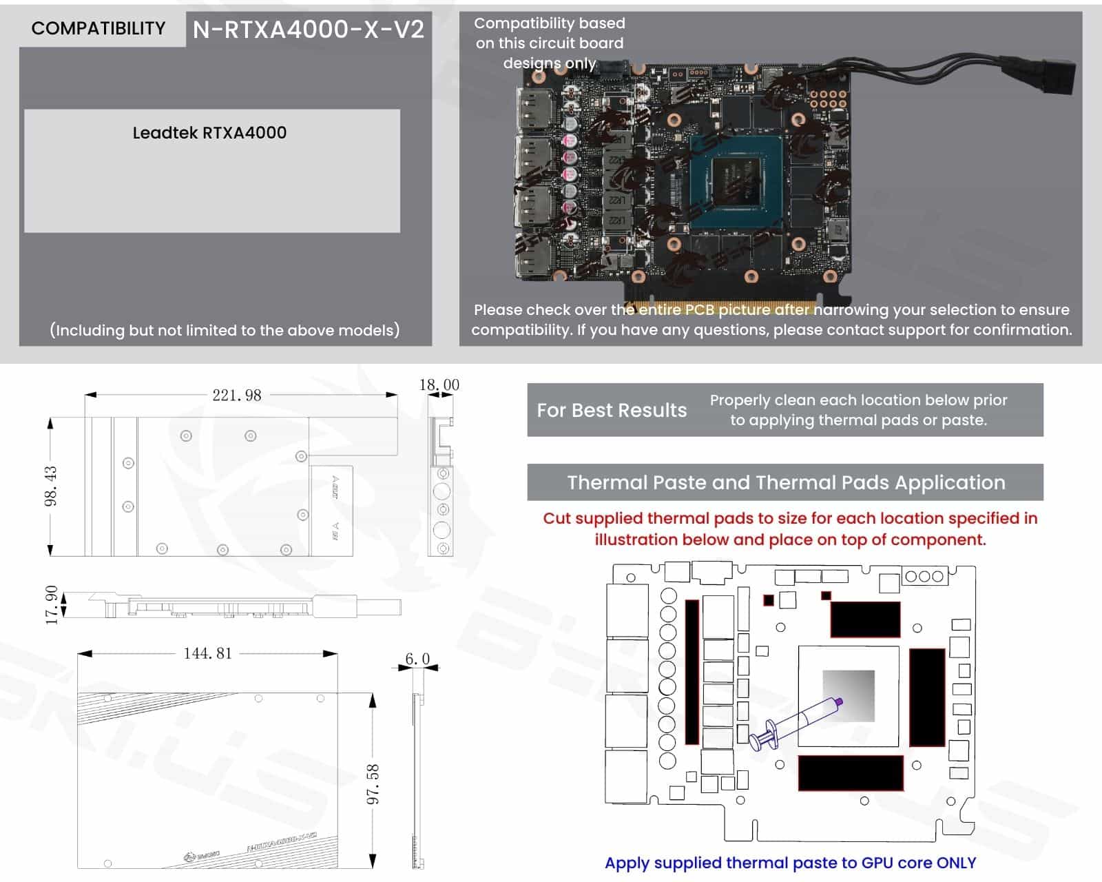Bykski Metal/POM GPU Water Block and Backplate for Leadtek NVIDIA Quadro RTXA4000 (N-RTXA4000-X-V2) - PrimoChill - KEEPING IT COOL