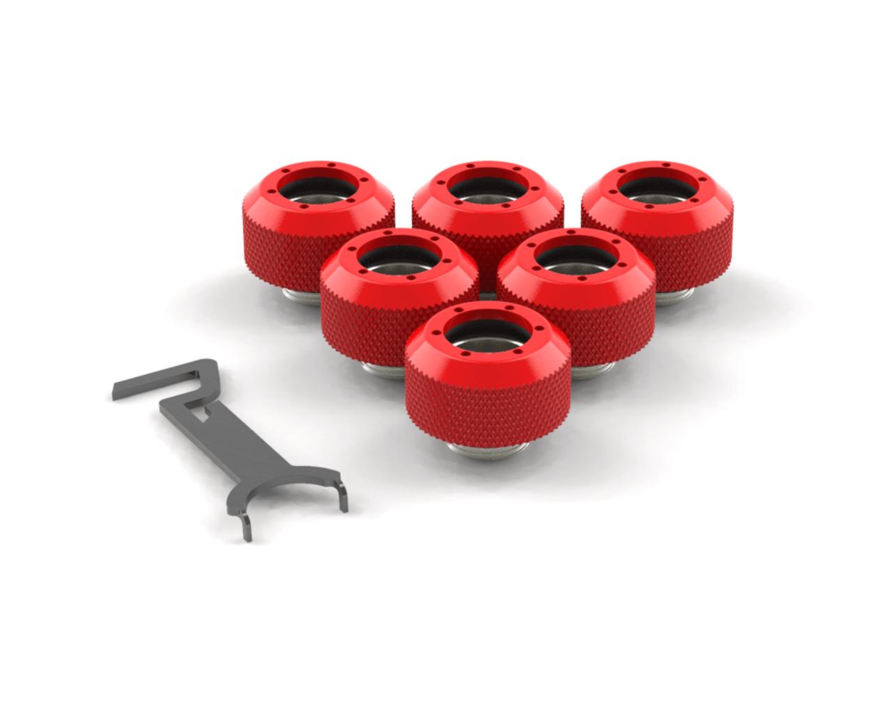 PrimoChill 1/2in. Rigid RevolverSX Series Fitting - 6 pack - PrimoChill - KEEPING IT COOL Comp Red
