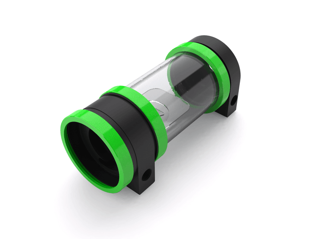 PrimoChill CTR Hard Mount Phase II High Flow D5 Enabled Reservoir - Black POM - 120mm - PrimoChill - KEEPING IT COOL UV Green
