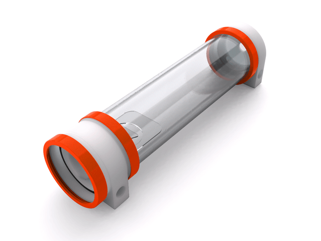 PrimoChill CTR Hard Mount Phase II High Flow D5 Enabled Reservoir - White POM - 240mm - PrimoChill - KEEPING IT COOL UV Orange