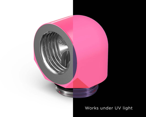 PrimoChill Male to Female G 1/4in. 90 Degree SX Elbow Fitting - PrimoChill - KEEPING IT COOL UV Pink