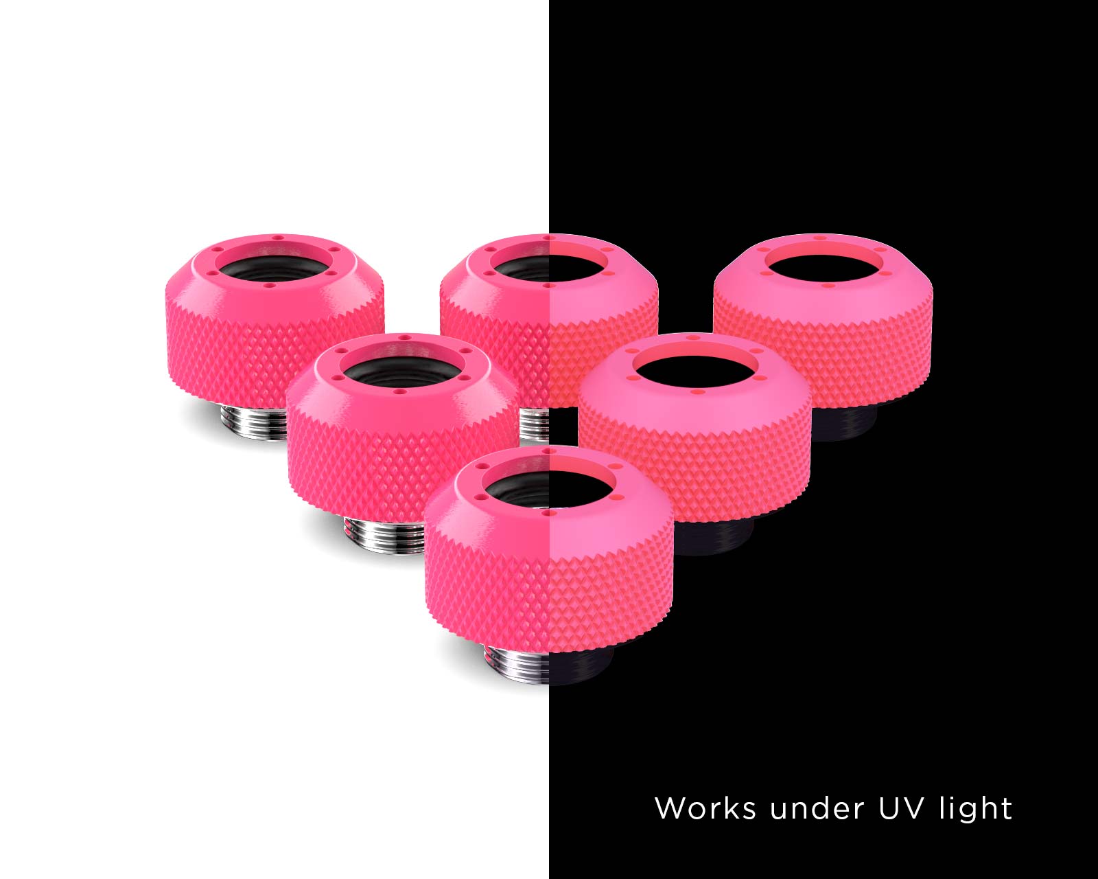 PrimoChill 1/2in. Rigid RevolverSX Series Fitting - 6 pack - PrimoChill - KEEPING IT COOL UV Pink