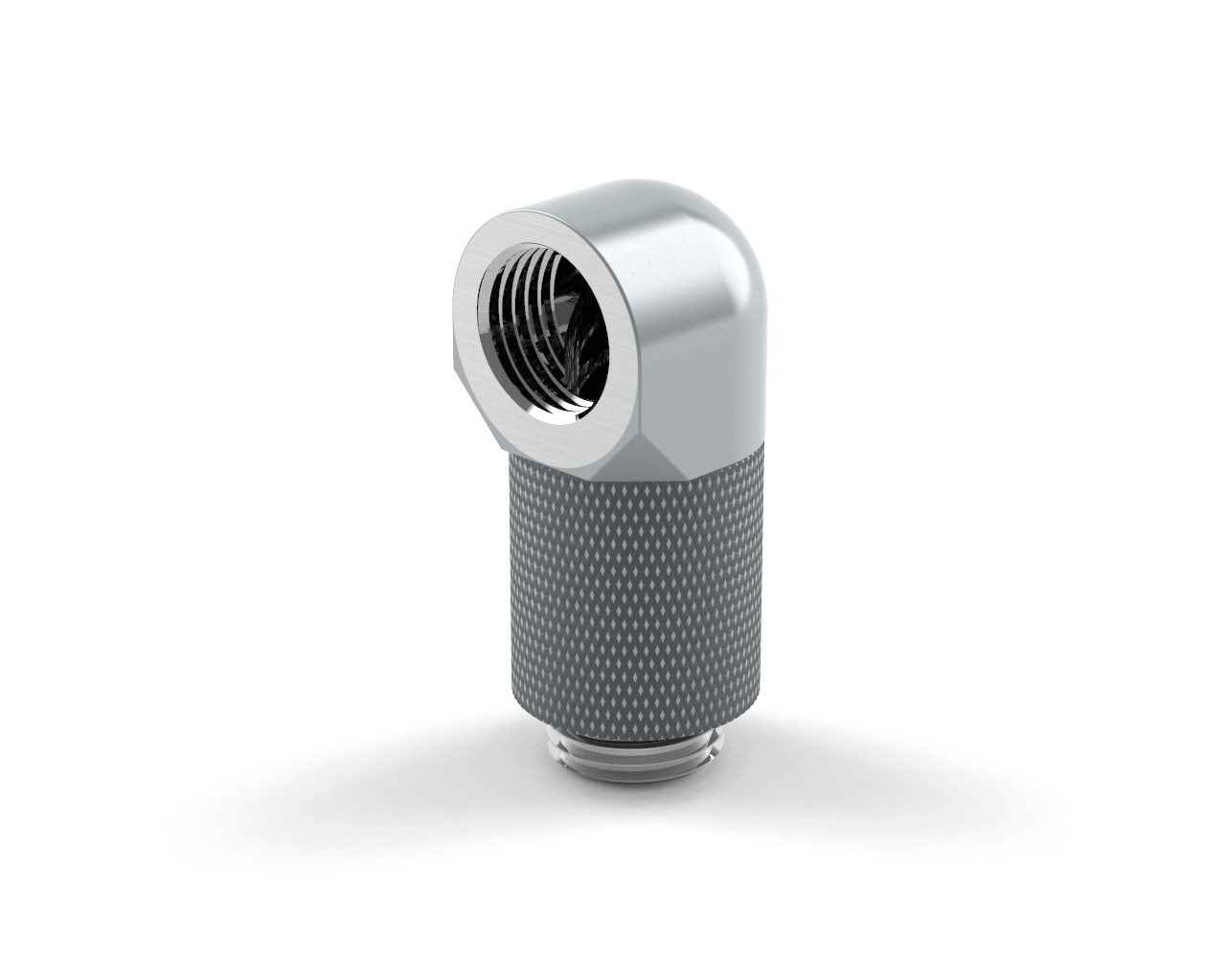 PrimoChill Male to Female G 1/4in. 90 Degree SX Rotary 20mm Extension Elbow Fitting - PrimoChill - KEEPING IT COOL Silver