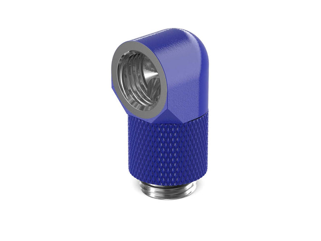 PrimoChill Male to Female G 1/4in. 90 Degree SX Rotary 15mm Extension Elbow Fitting - PrimoChill - KEEPING IT COOL True Blue