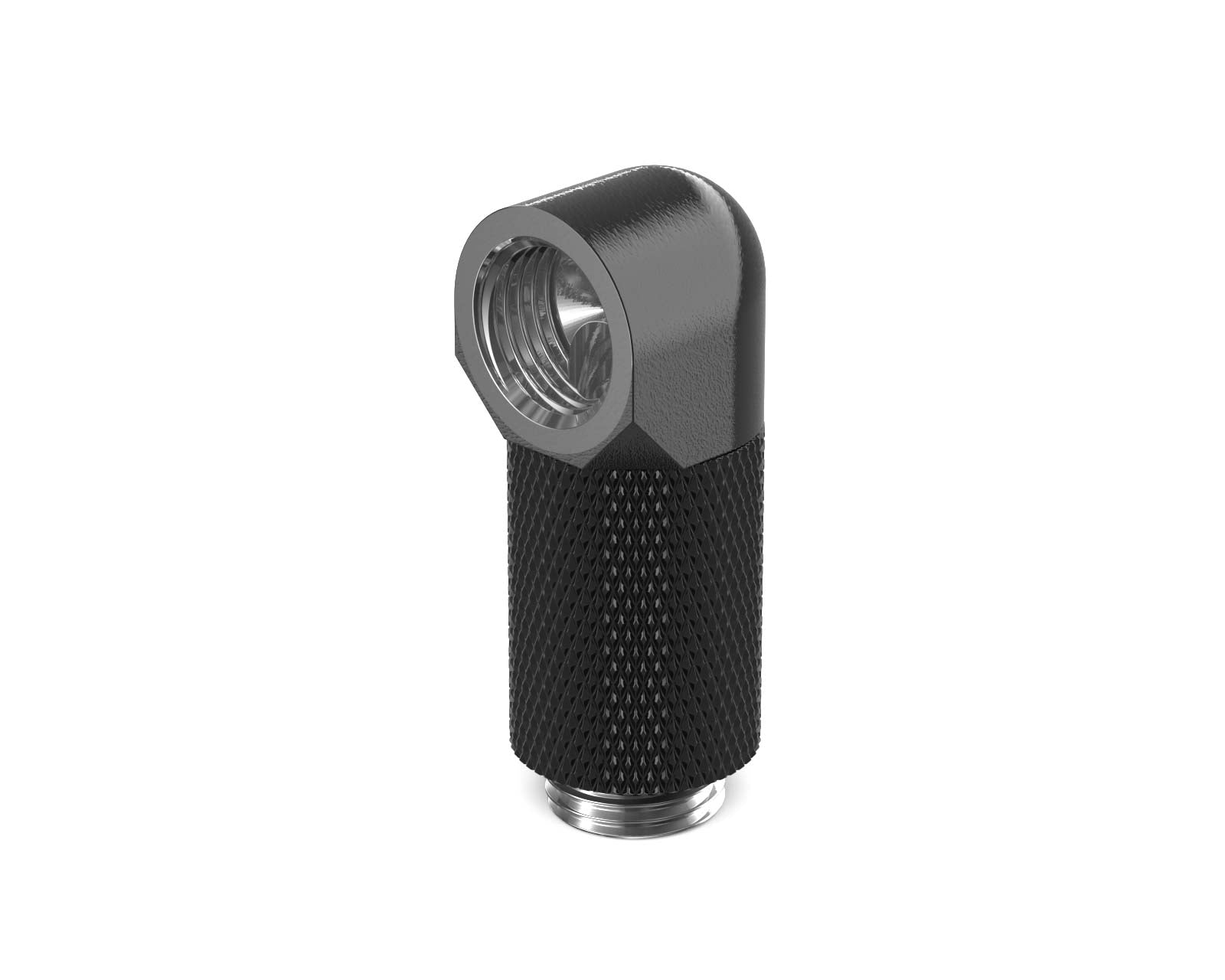 PrimoChill Male to Female G 1/4in. 90 Degree SX Rotary 25mm Extension Elbow Fitting - PrimoChill - KEEPING IT COOL Satin Black