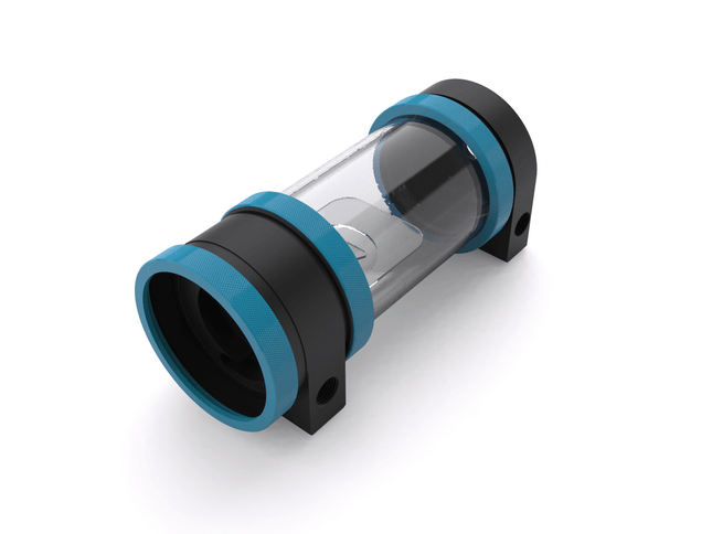 PrimoChill CTR Hard Mount Phase II High Flow D5 Enabled Reservoir - Black POM - 120mm - PrimoChill - KEEPING IT COOL Sky Blue