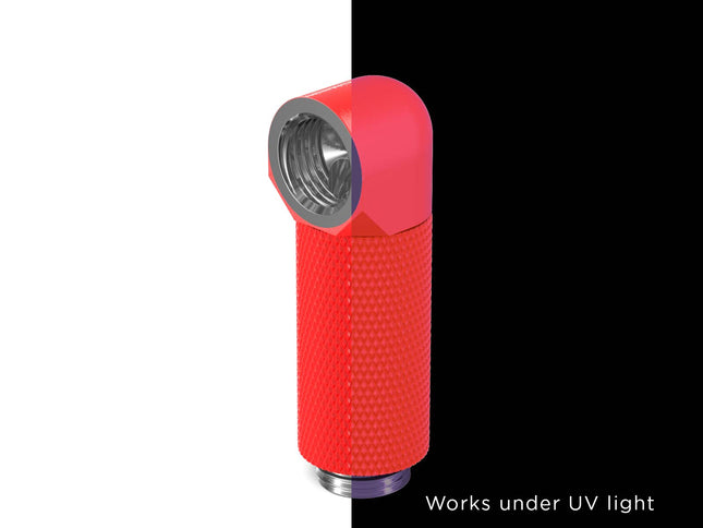 PrimoChill Male to Female G 1/4in. 90 Degree SX Rotary 35mm Extension Elbow Fitting - PrimoChill - KEEPING IT COOL UV Red