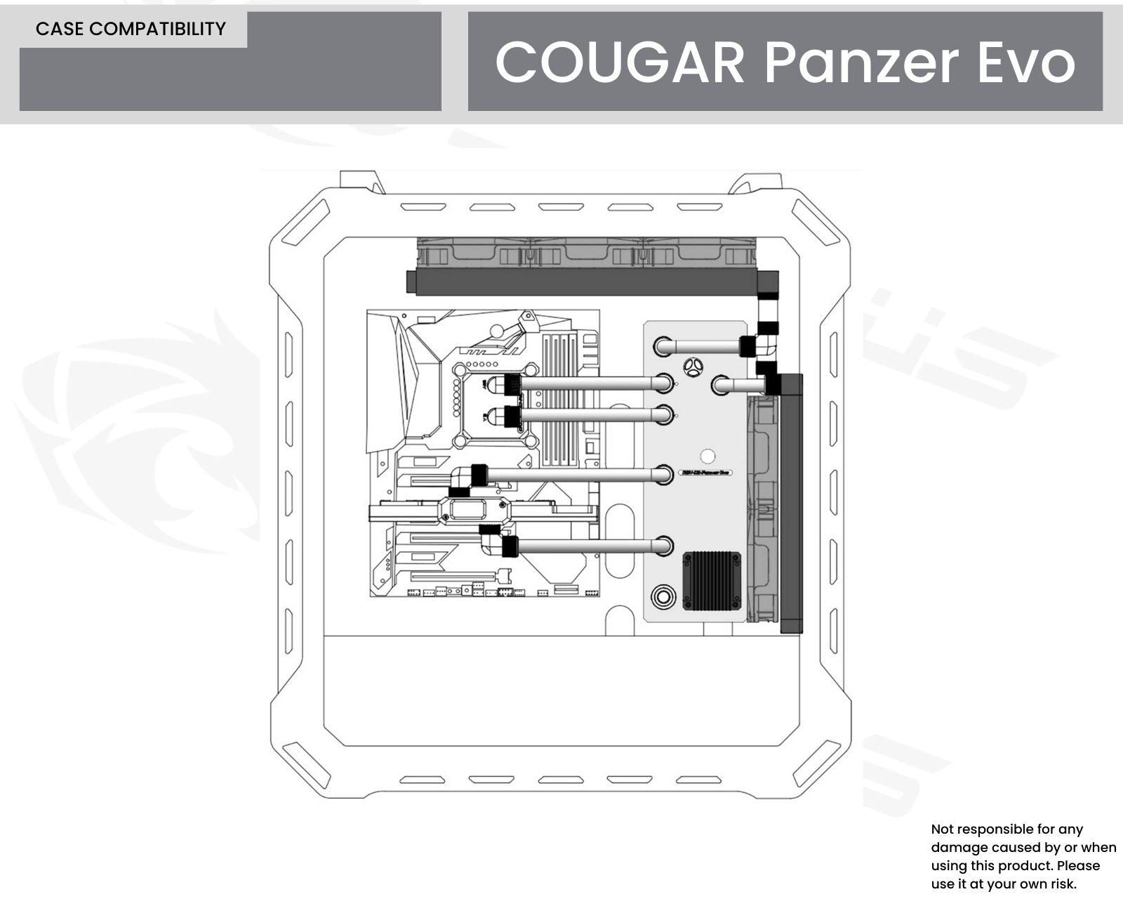 Bykski Distro Plate For Cougar Panzer EVO - Frosted PMMA w/ 5v Addressable RGB (RBW - Pump Included (RGV-CG-Panzer Evo-P-F)