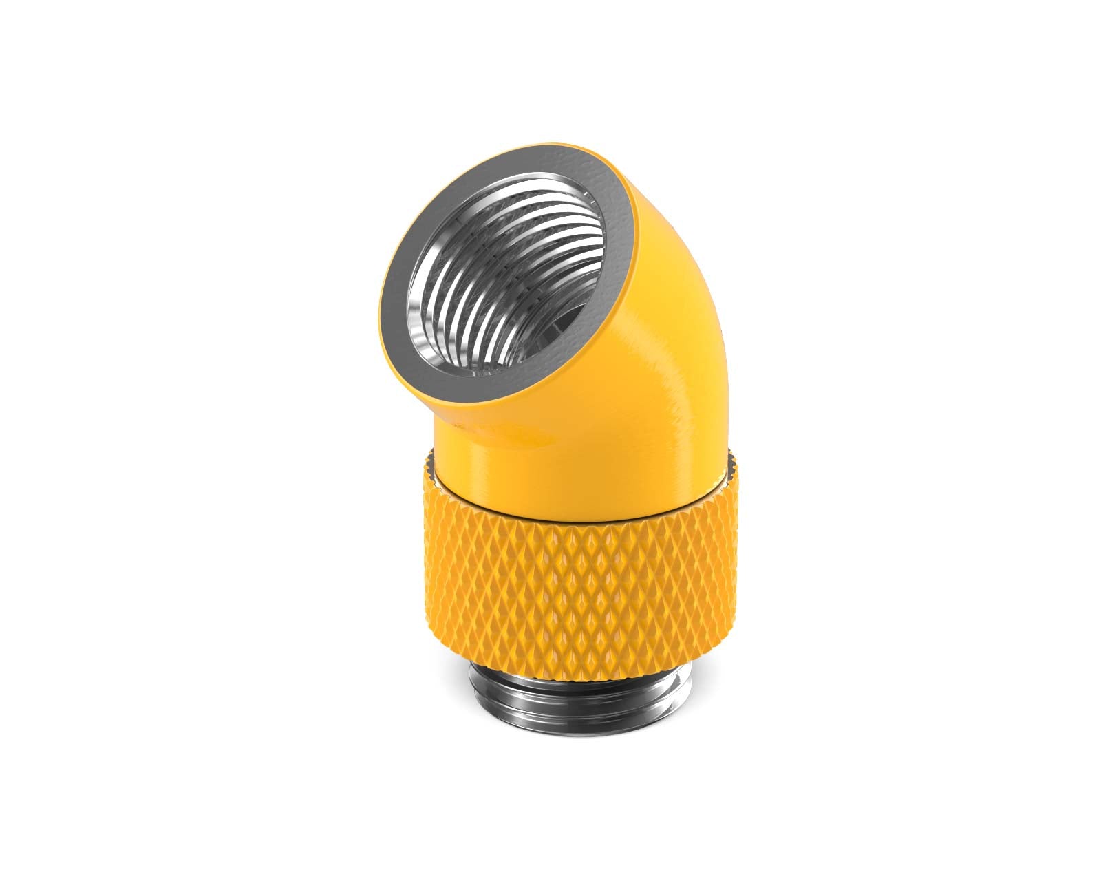 PrimoChill Male to Female G 1/4in. 45 Degree SX Rotary Elbow Fitting - PrimoChill - KEEPING IT COOL Yellow