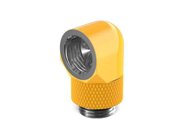 PrimoChill Male to Female G 1/4in. 90 Degree SX Rotary Elbow Fitting - PrimoChill - KEEPING IT COOL Yellow