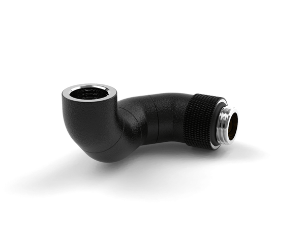 BSTOCK: PrimoChill Male to Female G 1/4 180 Degree Triple Rotary Elbow Fitting - TX Matte Black - PrimoChill - KEEPING IT COOL
