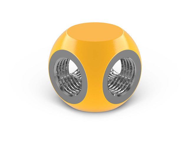 PrimoChill G 1/4in. 4-Way Quad SX Female Adapter Block - PrimoChill - KEEPING IT COOL Yellow