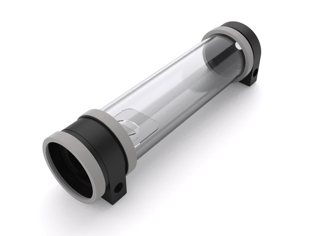 PrimoChill CTR Hard Mount Phase II High Flow D5 Enabled Reservoir - Black POM - 240mm - PrimoChill - KEEPING IT COOL TX Matte Silver
