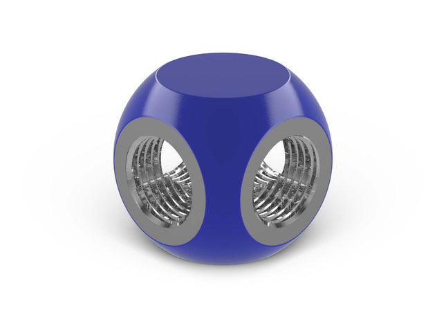 PrimoChill G 1/4in. 4-Way Quad SX Female Adapter Block - PrimoChill - KEEPING IT COOL True Blue