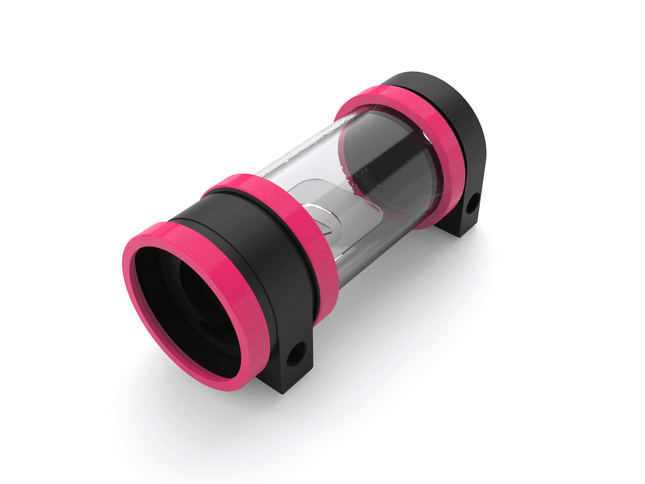 PrimoChill CTR Hard Mount Phase II High Flow D5 Enabled Reservoir - Black POM - 120mm - PrimoChill - KEEPING IT COOL UV Pink