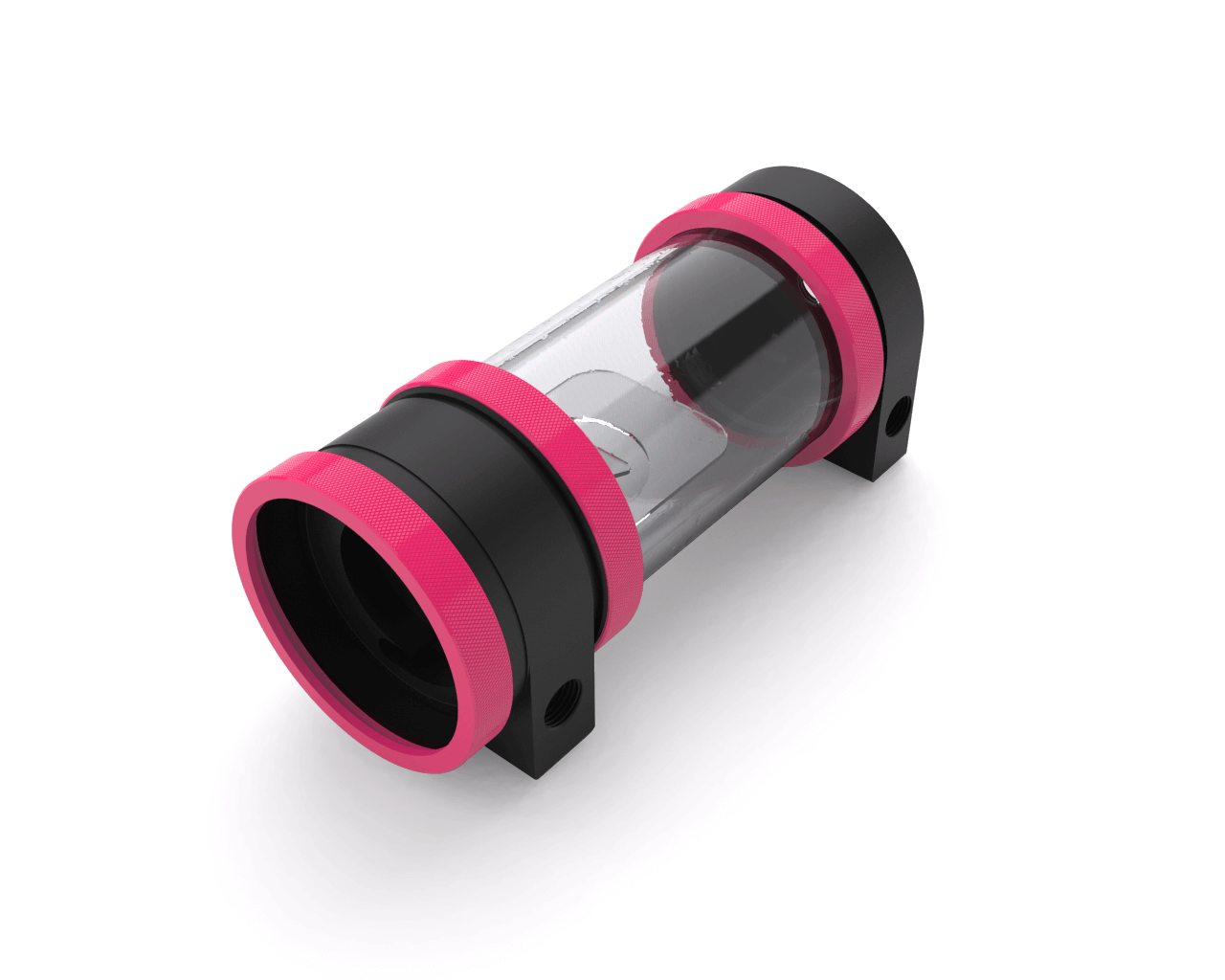 PrimoChill CTR Hard Mount Phase II High Flow D5 Enabled Reservoir - Black POM - 120mm - PrimoChill - KEEPING IT COOL UV Pink