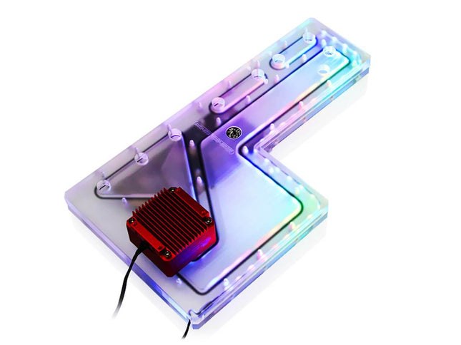 Bykski Distro Plate For Cooler Master Cosmos II - Frosted PMMA w/ 5v Addressable RGB (RBW) - Black Pump Included (RGV-CM-COS2-25TH-P-F)