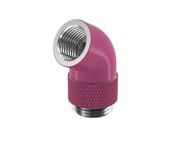 PrimoChill Male to Female G 1/4in. 60 Degree SX Rotary Elbow Fitting - PrimoChill - KEEPING IT COOL Magenta
