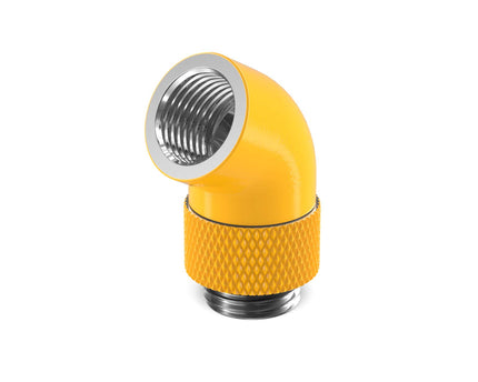 PrimoChill Male to Female G 1/4in. 60 Degree SX Rotary Elbow Fitting - PrimoChill - KEEPING IT COOL Yellow