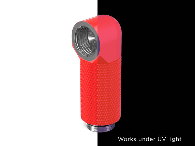 PrimoChill Male to Female G 1/4in. 90 Degree SX Rotary 30mm Extension Elbow Fitting - PrimoChill - KEEPING IT COOL UV Red