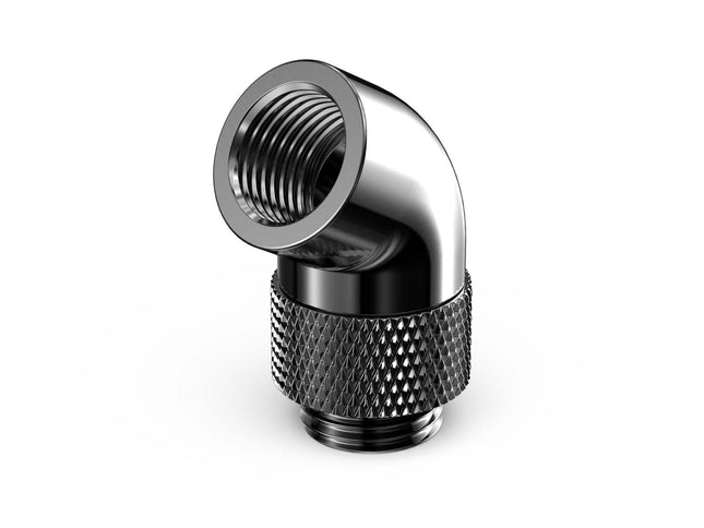 PrimoChill Male to Female G 1/4in. 60 Degree SX Rotary Elbow Fitting - PrimoChill - KEEPING IT COOL Dark Nickel