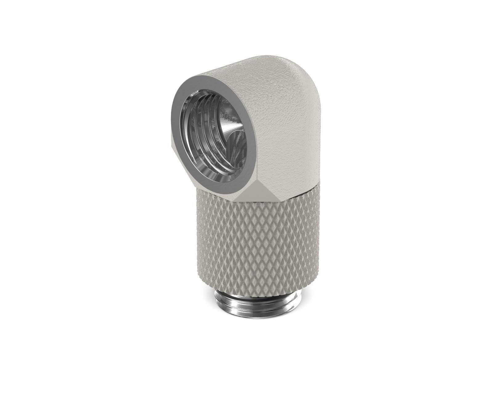 PrimoChill Male to Female G 1/4in. 90 Degree SX Rotary 15mm Extension Elbow Fitting - PrimoChill - KEEPING IT COOL TX Matte Silver