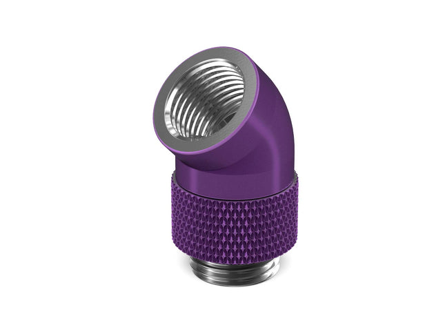 PrimoChill Male to Female G 1/4in. 45 Degree SX Rotary Elbow Fitting - PrimoChill - KEEPING IT COOL Candy Purple