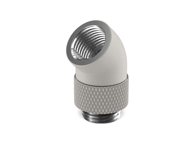 PrimoChill Male to Female G 1/4in. 45 Degree SX Rotary Elbow Fitting - PrimoChill - KEEPING IT COOL TX Matte Silver