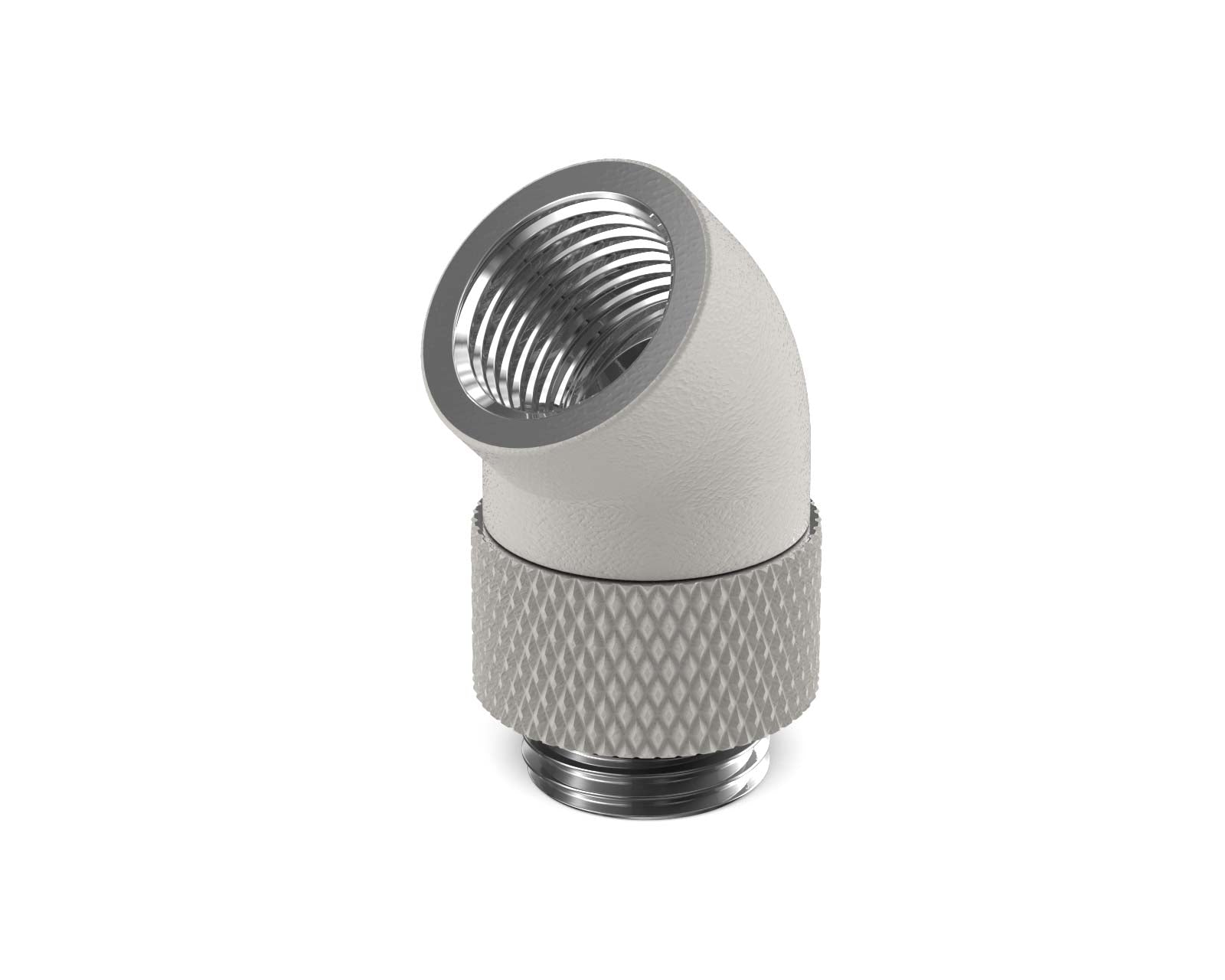 PrimoChill Male to Female G 1/4in. 45 Degree SX Rotary Elbow Fitting - PrimoChill - KEEPING IT COOL TX Matte Silver